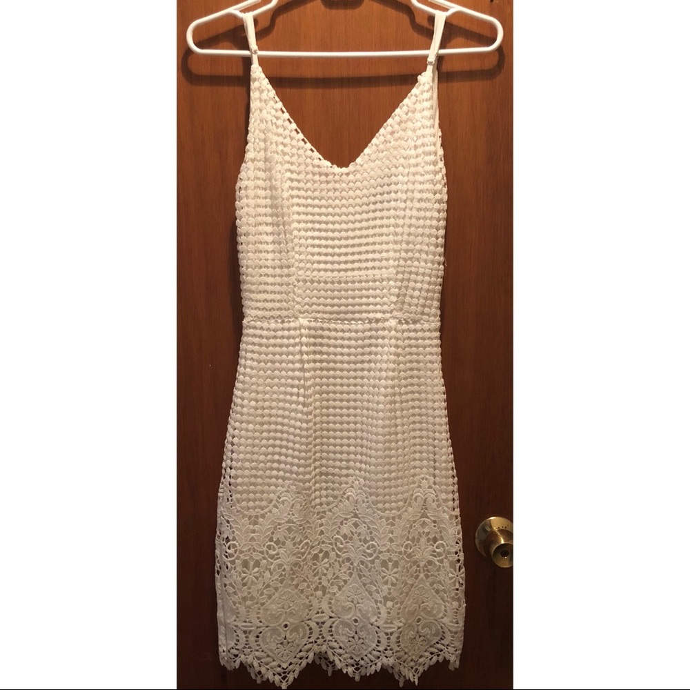 White crochet dress lined Sz XS